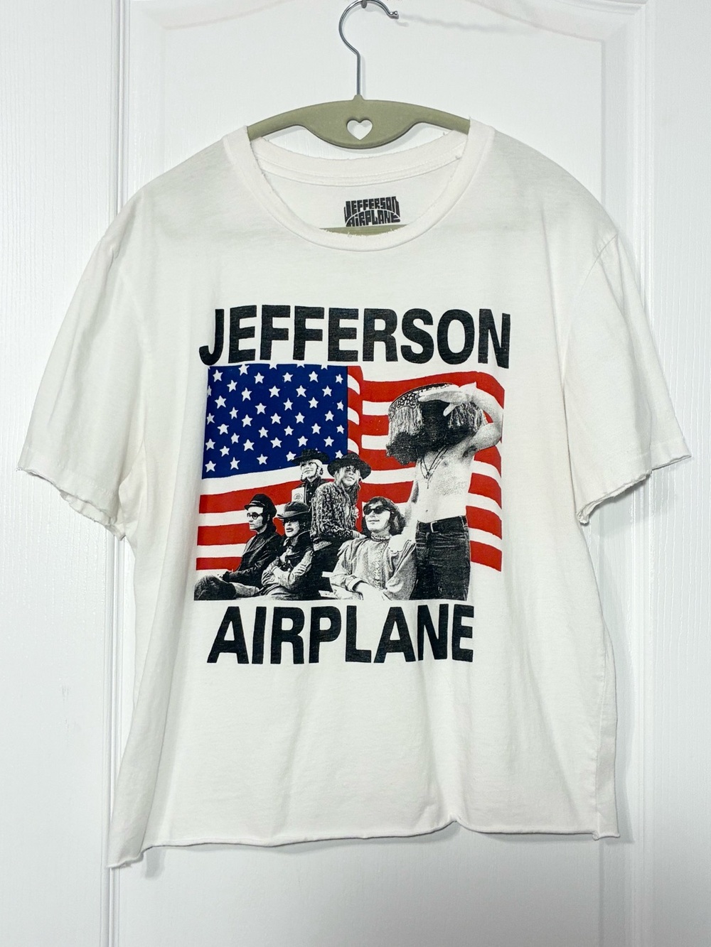 Lucky Brand Jefferson Airplane Flag Graphic Band Tee USA MADE White Size Medium